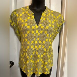 Dana Buchman Yellow Floral Print Blouse